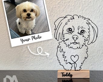 Personalized pet portrait from photo | Custom pet sculpture with name | Gift for dog & cat lovers