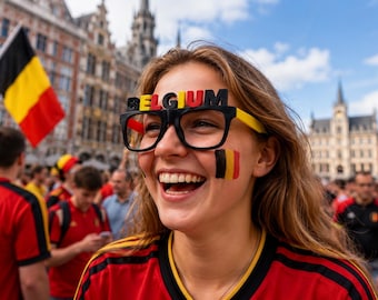Belgium Fan Glasses | Belgium Fan Glasses | Football Fan Merchandise World Cup 2026 | 3D Printed Party Glasses