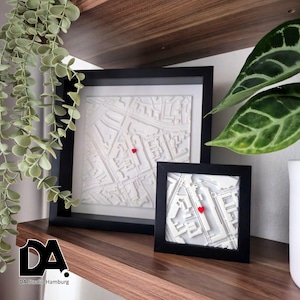 Personalisierte 3D City Map im Rahmen | Custom Map Gift | Coordinates Gift | Stadtkarte 3D Wandkunst