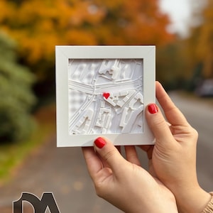 Personalized framed city map | Your special place as a 3D keepsake | Gift for couples 10x10 Weiß Rahmen