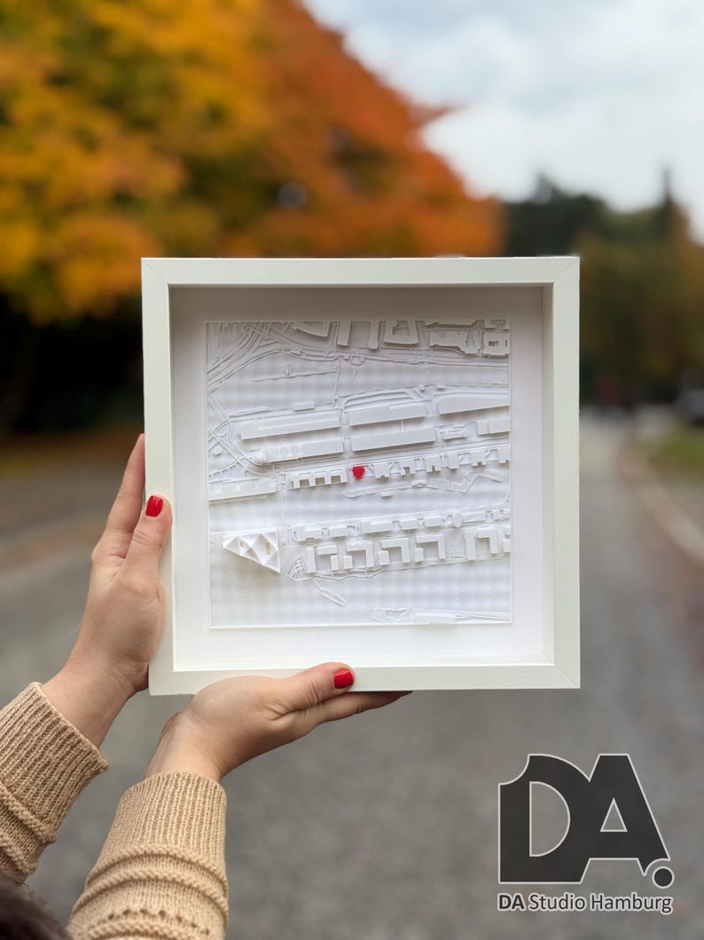 Personalized framed city map | Your special place as a 3D keepsake | Gift for couples 27x27 Weiß Rahmen