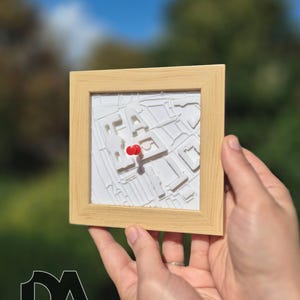 Personalized framed city map | Your special place as a 3D keepsake | Gift for couples 10x10 Holzfarbe