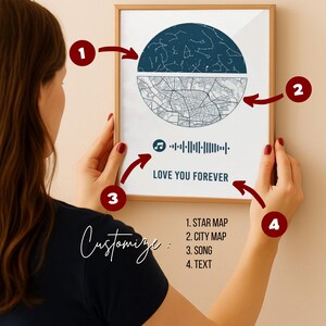 Custom Star Map with City Map | Personalized Wedding or Anniversary Gift | Night Sky Constellation Print | Star Chart Wall Art