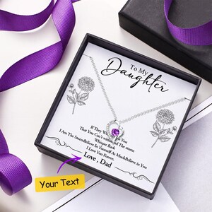 Kundenspezifische Geburtsblumen-Mitteilungs-Karte mit Herz-Halskette personalisierten Schmuck Geburtstagsgeschenk für Tochter