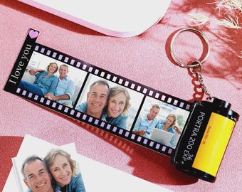 Film Roll Keychain, 25 × 100 mm Recycled Photo Strip with Spotify Code
