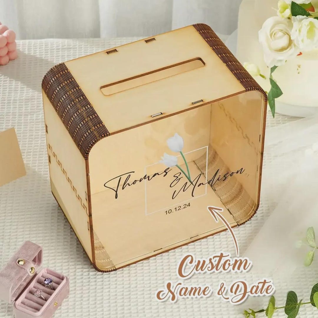 Personalized Wedding Card Box: Wooden Keepsake Memory Box - Etsy