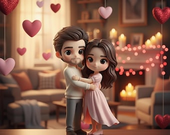Custom 3D Figure from Photo, Personalized Desk Figurine Couple Gift