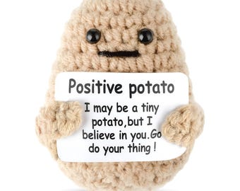 Jolie pomme de terre positive au crochet faite main - Cadeau amusant pour la Saint-Valentin, décoration de bureau amusante pour homme, femme et couple - Design original au crochet