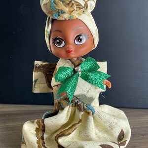 Muñeca artesanal con estampado africano – Regalo para niña negra