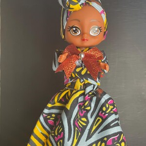 Muñeca artesanal con estampado africano – Regalo para niña negra