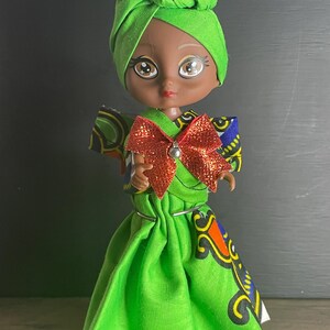 Muñeca artesanal con estampado africano – Regalo para niña negra