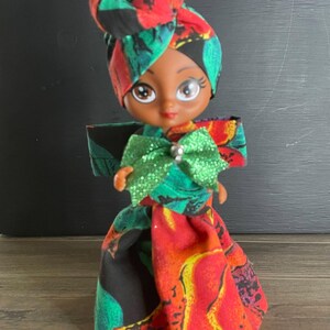 Muñeca artesanal con estampado africano – Regalo coleccionable para niña negra