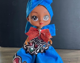 Muñecas afroamericanas con vestidos de muñeca hechos a mano con estampados africanos - Tienda propiedad de negros, regalos para niñas negras
