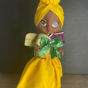 Muñeca afroamericana hecha a mano – Vestido con estampado africano, regalo para niña negra