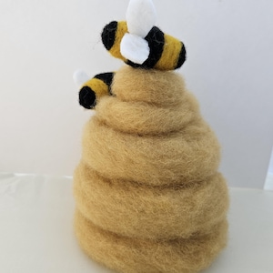 Handmade Beehive Needle Felted Sculpture - Perfect Eco-friendly Home Decor - Felt Decoration Bees Beehives