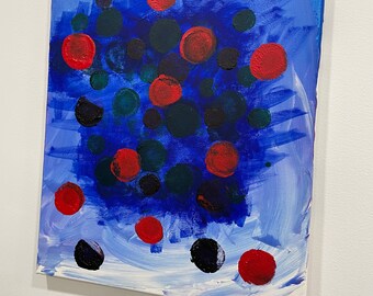 Polky Dottie’ is an artistic Abstract One of a Kind - bright fun painting // 16" x 20" Canvas // creative design // Home decor // wall art