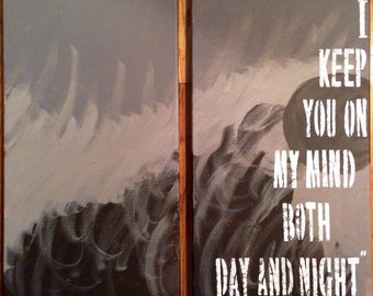 LARGE Abstract Acrylic Painting // Famous Johnny Cash lyrics, I Walk the Line - Shades of Gray Acrylic Paint // Classic Rock, Love of Music