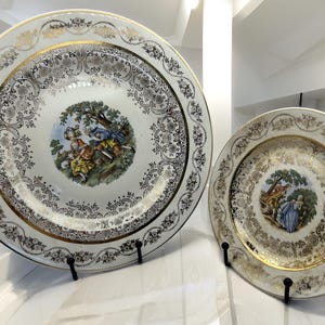 Rare Vintage Sabin Crest-O-Gold Dinner Plate - Warranted 22K Gold - George & Martha Washington Collector&#39;s Plate