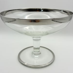 Vintage Dorothy Thorpe Style Silver Band Compote, MCM Pedestal Candy Dish