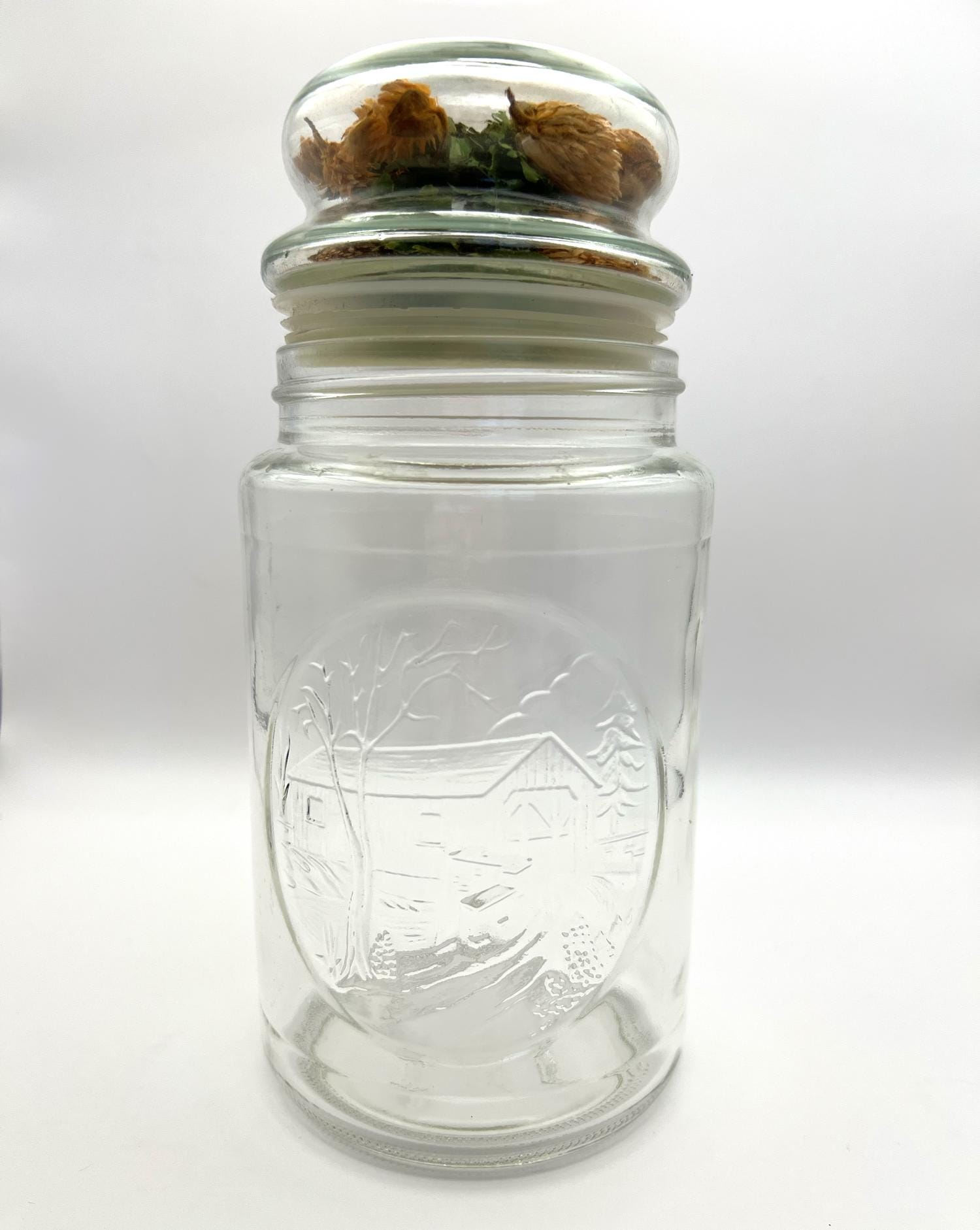 bocal vintage en verre gaufré : rangement de cuisine de ferme