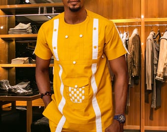 African men's clothing, Stylish Nigerian Men's Two-Piece Outfit, African Men's Two-Piece Suite, Dashiki, African tailored Suite,Senator Wear