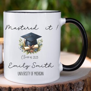 Personalized Graduation Mug, Mastered It 2025 Mug, Masters Degree Gift, Graduation Gift For Her, MBA Gift Mug, Masters Graduation