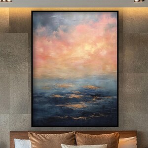 Rosa Himmel, 100% handgemalt, abstraktes Ölgemälde, strukturierte Leinwandkunst, Wohnzimmer-Wanddekor, Acrylmalerei für Haus oder Büro
