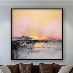 Pink, Himmel, 100% handgemalt, abstraktes Ölgemälde, strukturierte Leinwand Kunst, Wohnzimmer Wanddekor, Acrylmalerei für Haus oder Büro