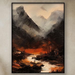 Mountain, Forest, 100% Hand Painted , Abstract Oil Painting, Textured Canvas Art, Living Room Wall Decor, Acrylic Painting