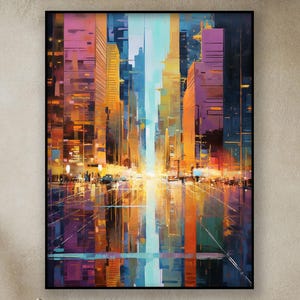 Colorful City, 100% Hand Painted , Abstract Oil Painting, Textured Canvas Art, Living Room Wall Decor, Acrylic Painting for Home Or Office