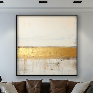 White, Gold Strip, 100% Hand Painted , Abstract Oil Painting, Textured Canvas Art, Living Room Wall Decor, Acrylic Painting