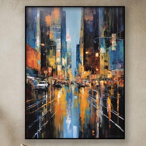 Colorful City, 100% Hand Painted , Abstract Oil Painting, Textured Canvas Art, Living Room Wall Decor, Acrylic Painting for Home Or Office