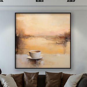 Cozy Coffee Moment, 100% Hand Painted, Abstract Oil Painting, Textured Canvas Art, Living Room Decor, Acrylic Painting For Home Or Office