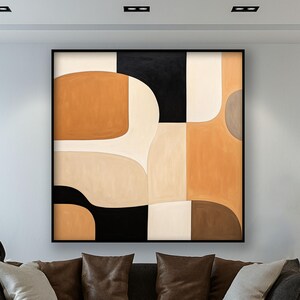 Geometric Abstract Art In Earth Tones, 100% Hand Painted, Abstract Oil Painting, Textured Canvas Art, Living Room Wall Decor, Acrylic