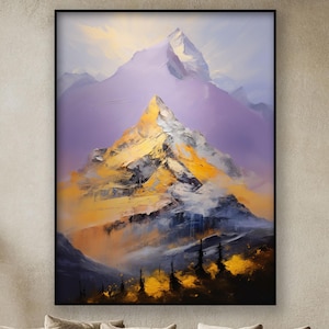 Mountain Landscape, 100% Hand Painted, Abstract Oil Painting, Textured Canvas Art, Living Room Wall Decor, Acrylic Painting For Office