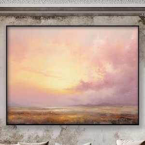 Pink, Himmel, 100% handgemalt, abstraktes Ölgemälde, strukturierte Leinwand Kunst, Wohnzimmer Wanddekor, Acrylmalerei für Haus oder Büro