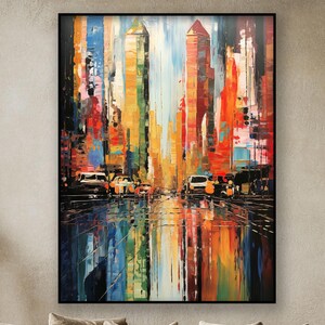 City, 100% Hand Painted , Abstract Oil Painting, Textured Canvas Art, Living Room Wall Decor, Acrylic Painting for Home Or Office