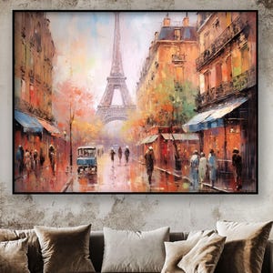 Paris Cityscape, 100% Hand Painted, Abstract Oil Painting, Textured Canvas Art, Living Room Wall Decor, Acrylic Painting for Home Or Office