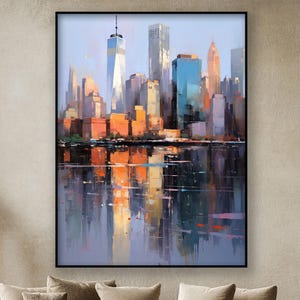 Modern Cityscape, 100% Hand Painted, Abstract Oil Painting, Textured Canvas Art, Living Room Wall Decor, Acrylic Painting for Home Or Office