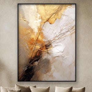 Elegant Modern 100% Hand Painted,Gold and White Textured Canvas,Abstract Wall Art,Living Room Wall Decor,Acrylic Painting for Home Or Office