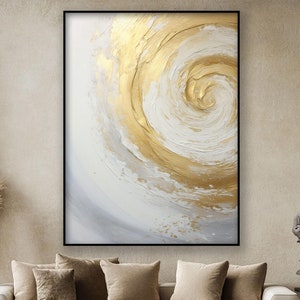 White, Gold Detail, 100% Hand Painted , Abstract Oil Painting, Textured Canvas Art, Living Room Wall Decor, Acrylic Painting