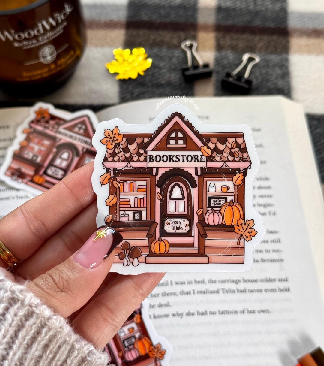 Clear Bookstore Waterproof Sticker Vinyl| Autumn Vibes Cozy Bookish ...