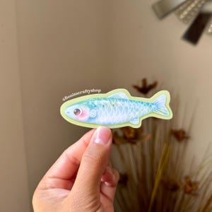 Kawaii Sardine Sticker: Glossy Waterproof Vinyl Decal
