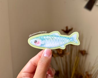 Kawaii Sardine Sticker: Glossy Waterproof Vinyl Decal