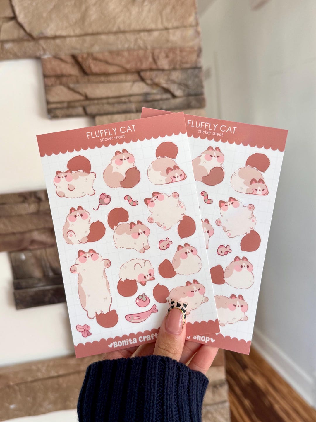 Fluffy Cat Sticker Sheet Matte 4x6| Kawaii Chubby Kitty Planner, Junk ...