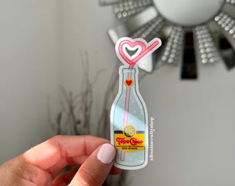 Mexican water soda with heart straw vinyl sticker| waterproof Topo chico sticker| Latina af| Holographic sticker| Latinx stickers| MX
