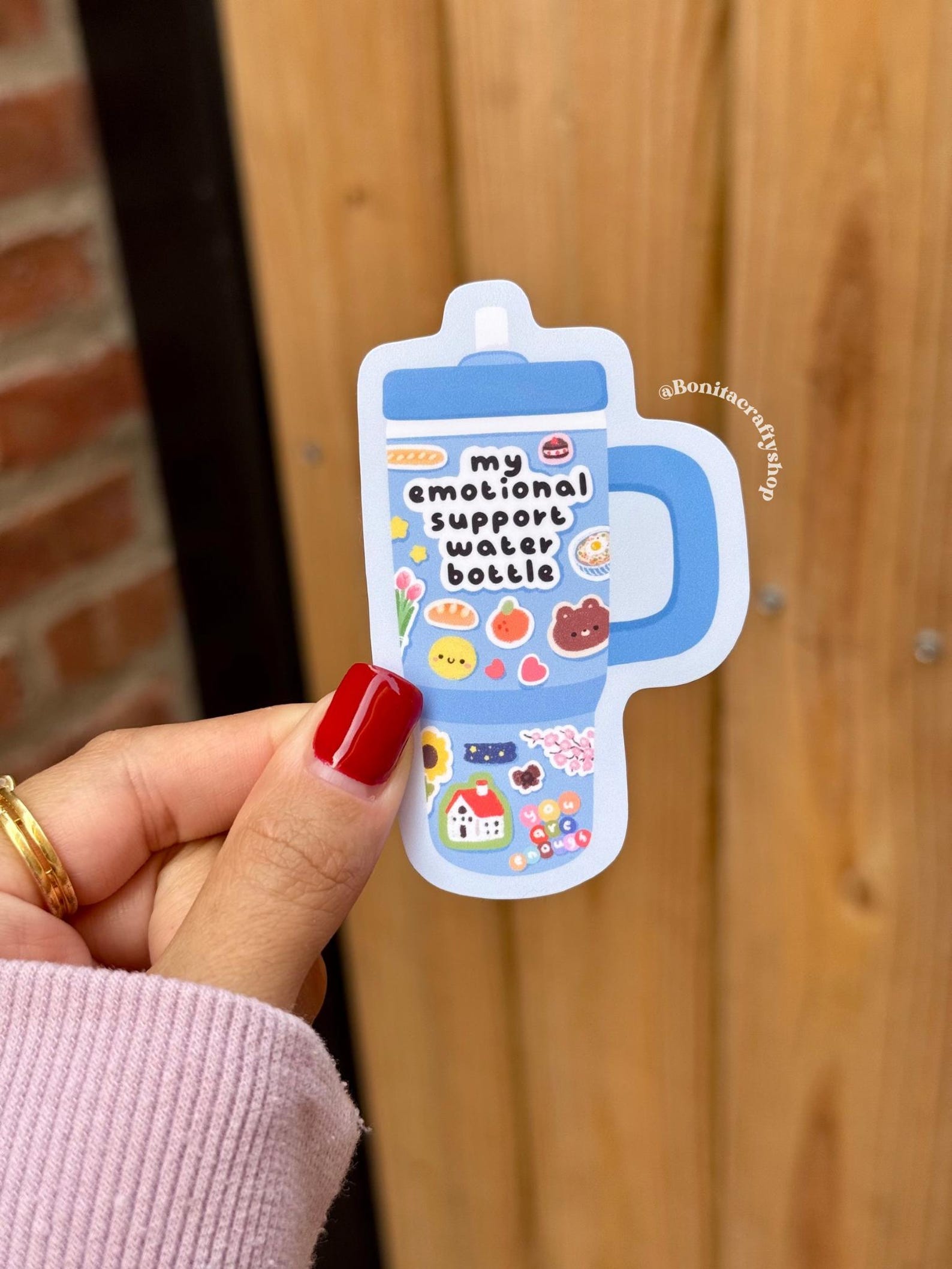 Emotional Support Water Bottle Waterproof Glossy Sticker Vinyl| Sparkle ...