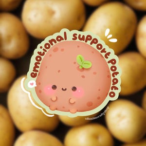 Emotional Support Potato Matte Sticker Vinyl| Kawaii Funny Food Mental Health Decal| Vegetable Potato Lovers Gift| Journal, Planner Deco