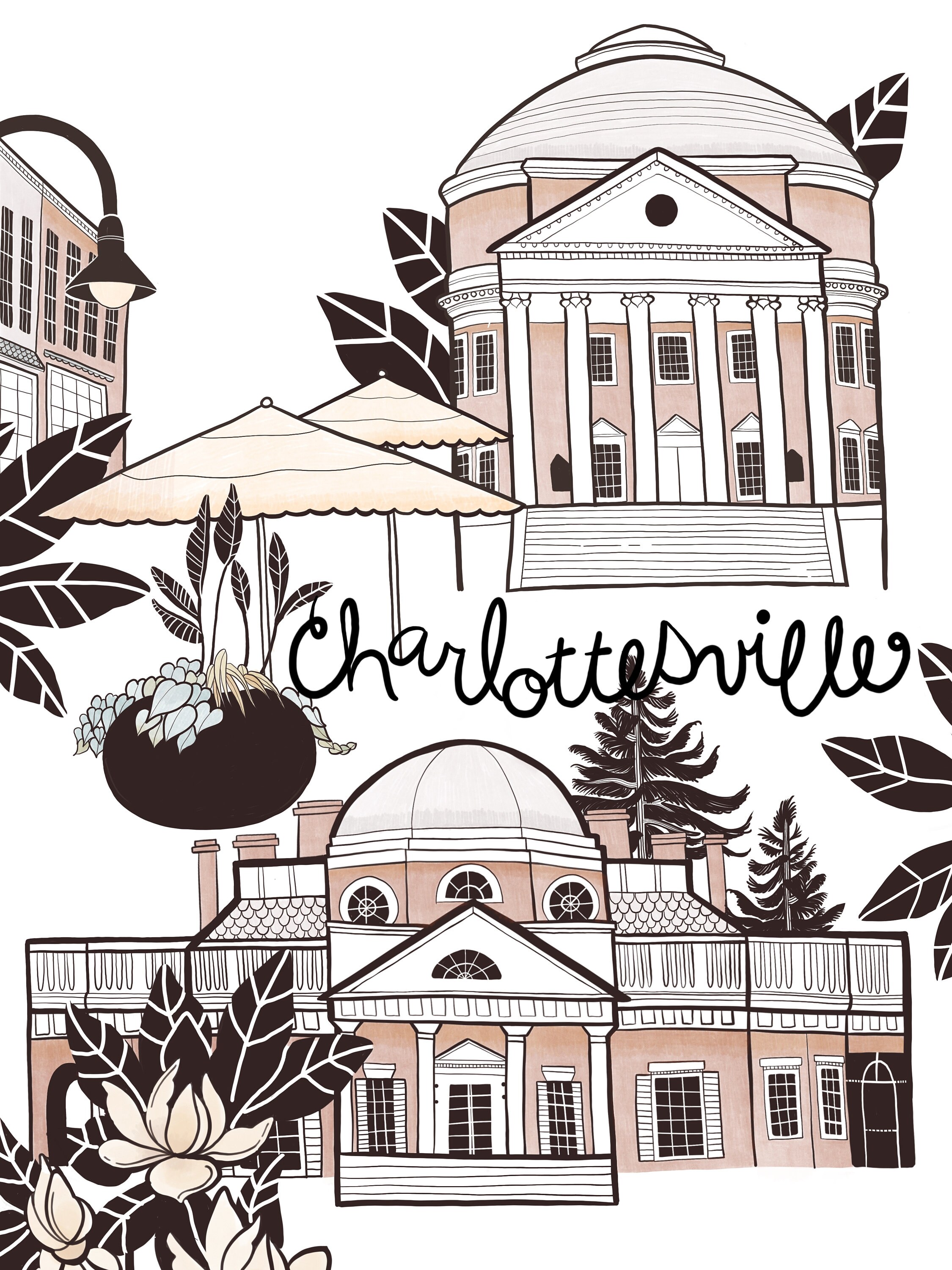 Charlottesville Virginia Art Watercolor Charlottesville Print Etsy