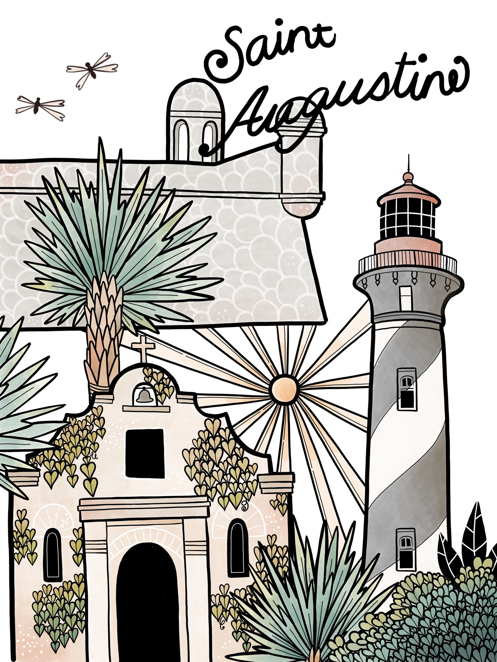 Saint Augustine Art Watercolor Saint Augustine Print Saint Etsy